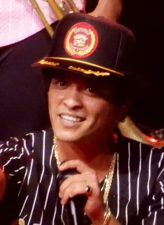 Bruno Mars on stage at the Prudential Center in Newark in 2017